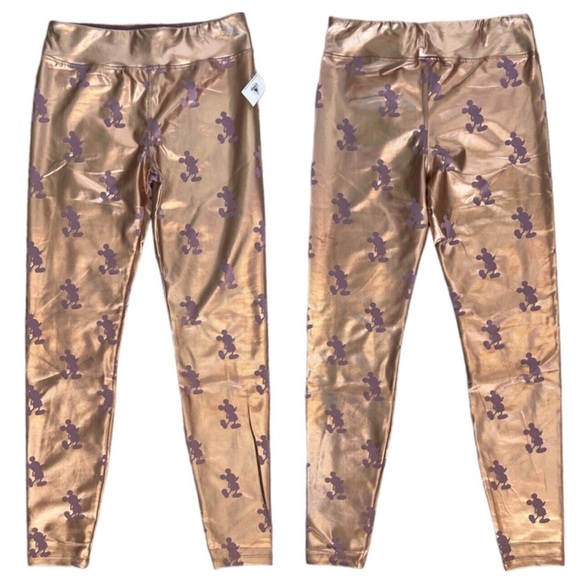 Disney Rose Gold EARidescent Mickey Print Leggings - Picture 1 of 10